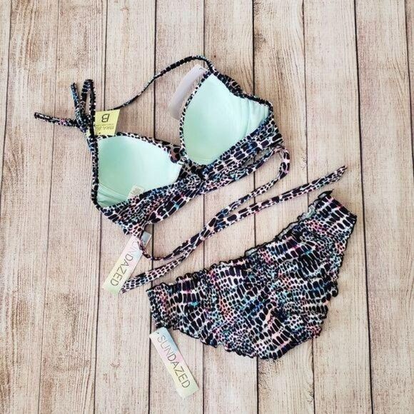 Sundazed Modern Animal Print Simon Halter Top & Mermaid Ruffle Bottom Bikini Set - Picture 7 of 11